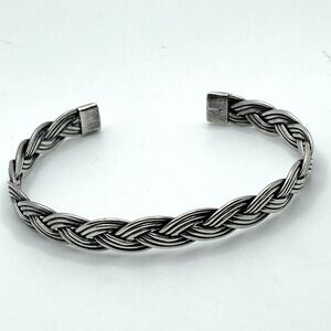 𝅺vtg Sterling Silver Braided Wire Open Cuff 7” Inside Circumference